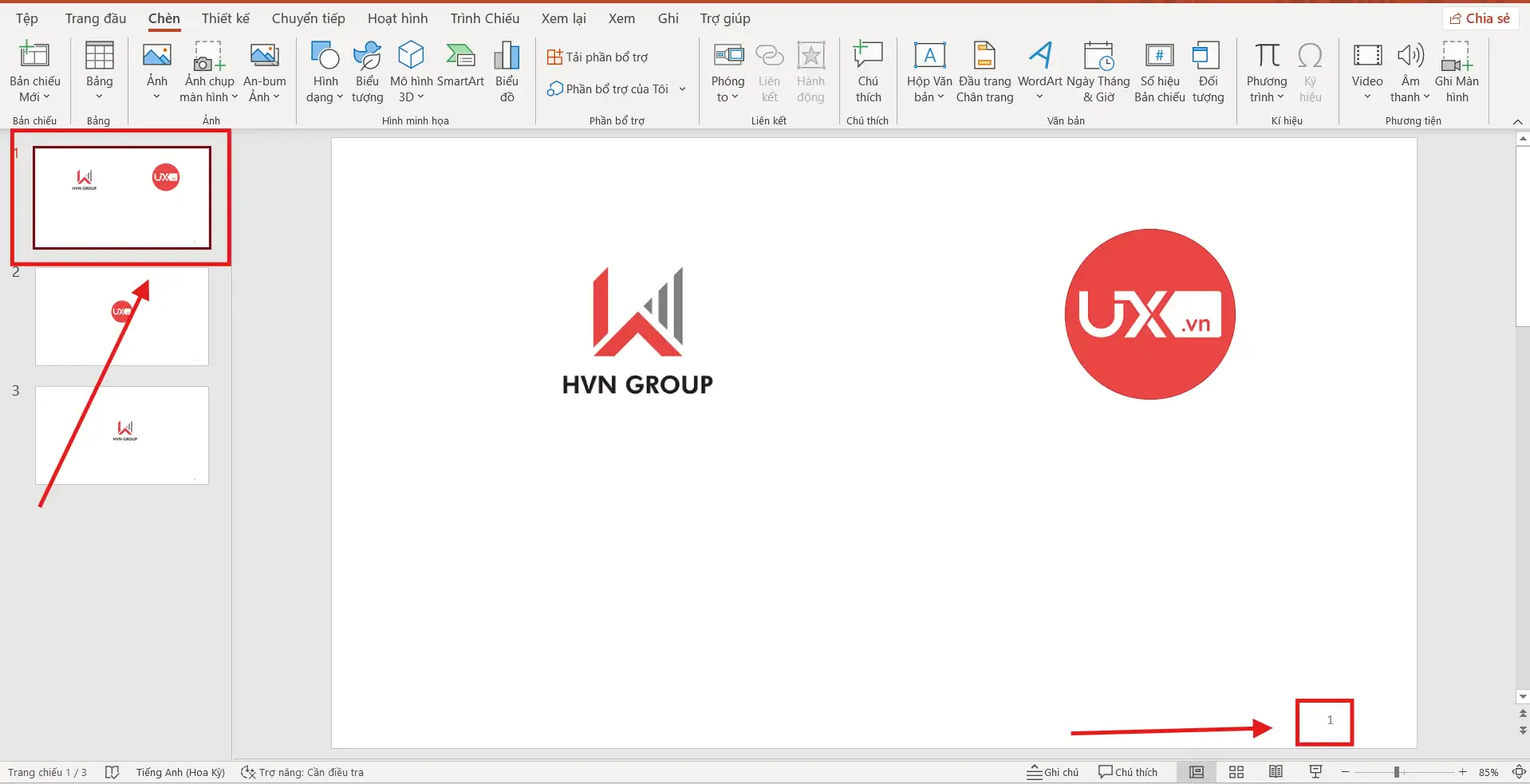 Chọn Slide đầu tiên