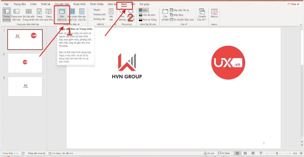 Đánh số thứ tự trong Ppt bằng Slide Master