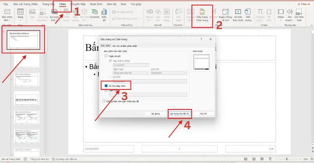 Đánh số trang tự động