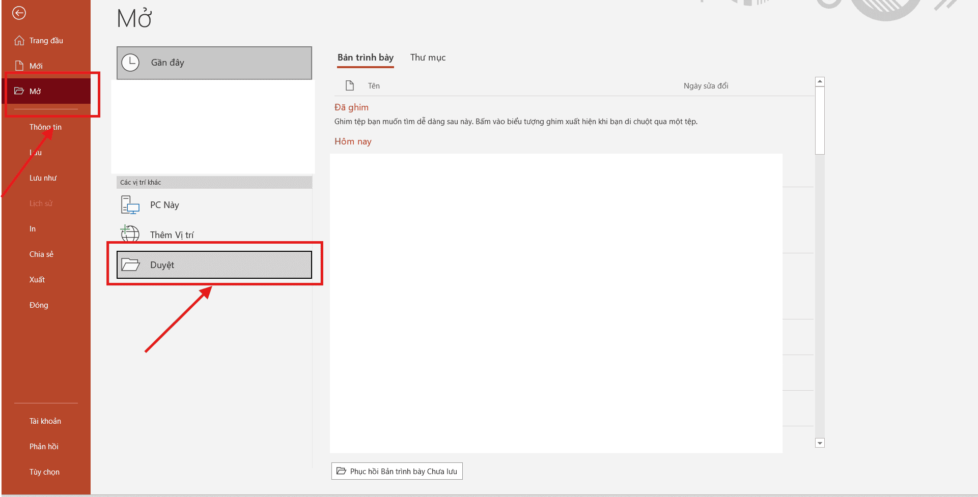 Dùng tính năng Repair