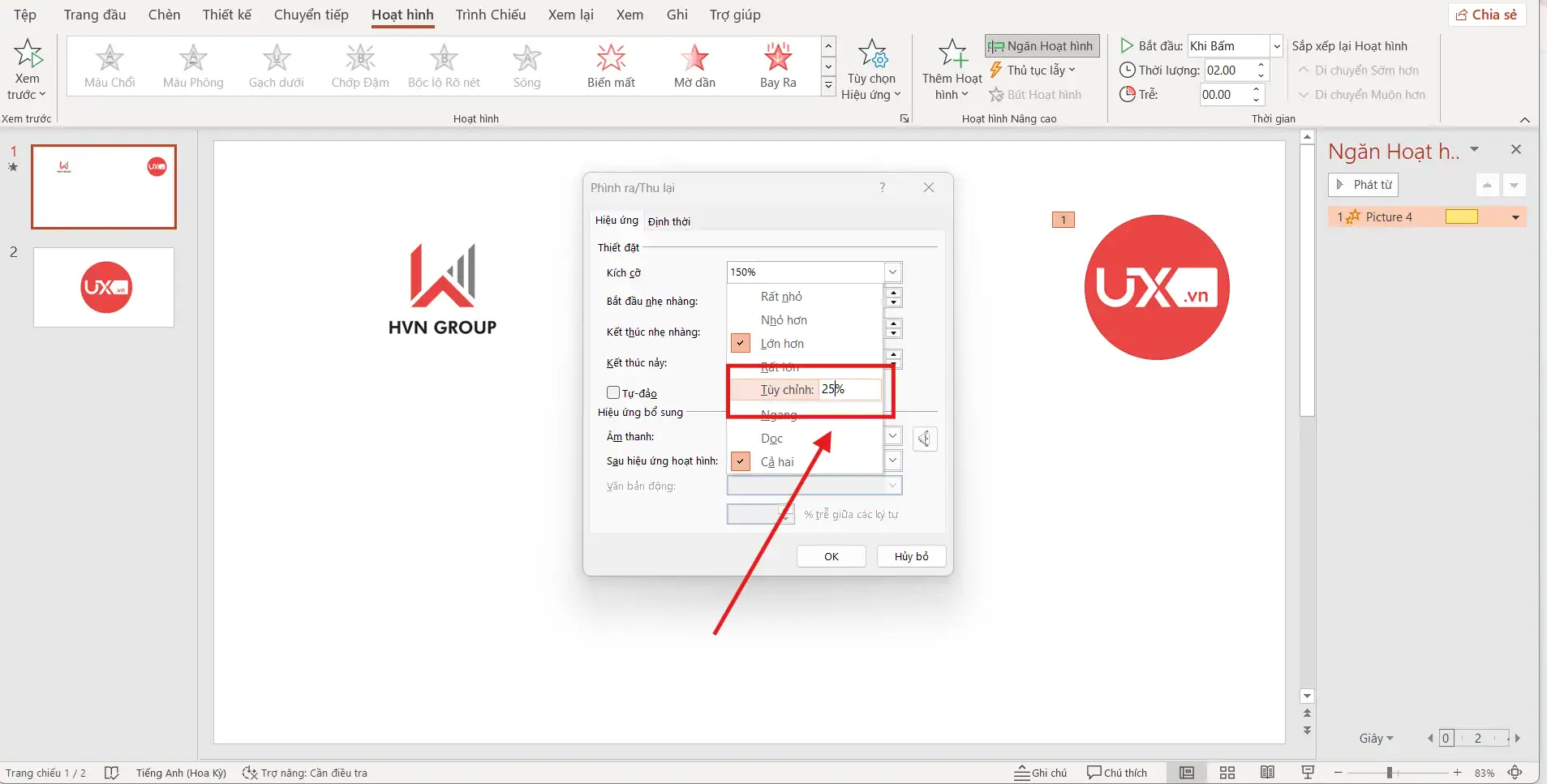Cách phóng to ảnh trong PowerPoint đơn giản, nhanh chóng 15 Hiệu ứng thu nhỏ hình ảnh trong PowerPoint