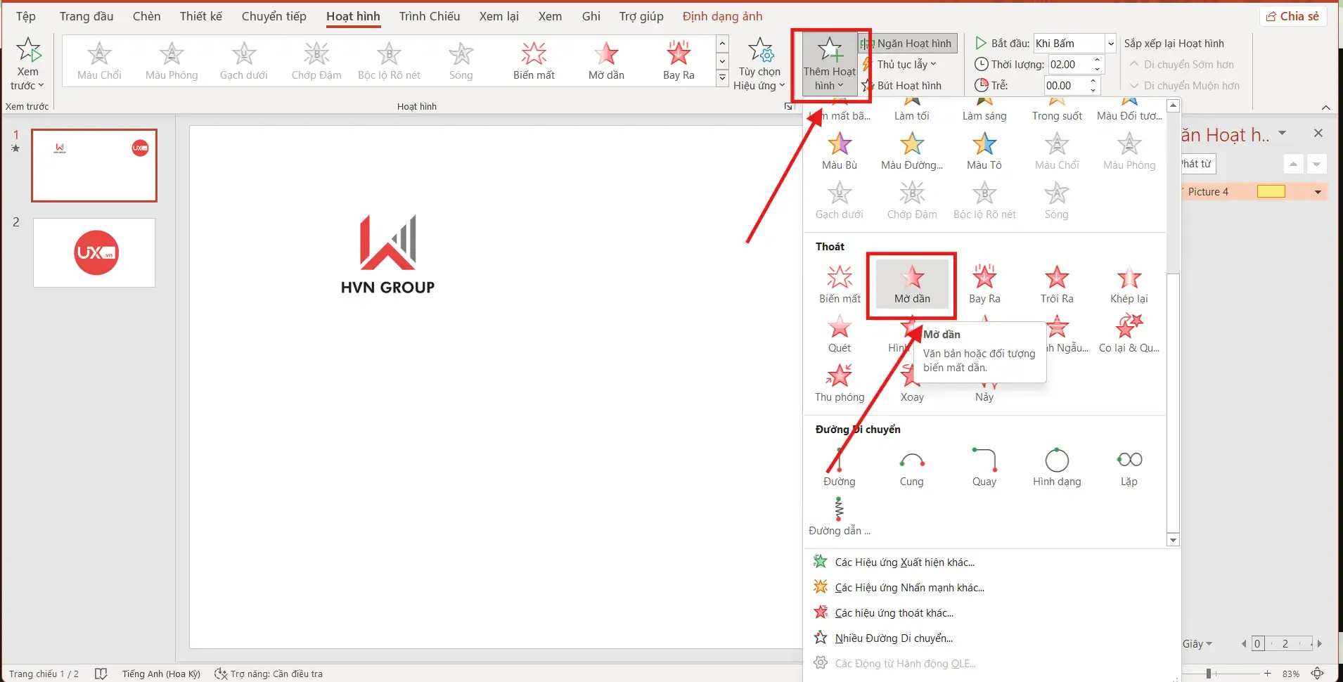 Cách phóng to ảnh trong PowerPoint đơn giản, nhanh chóng 16 Kết hợp với hiệu ứng biến mất