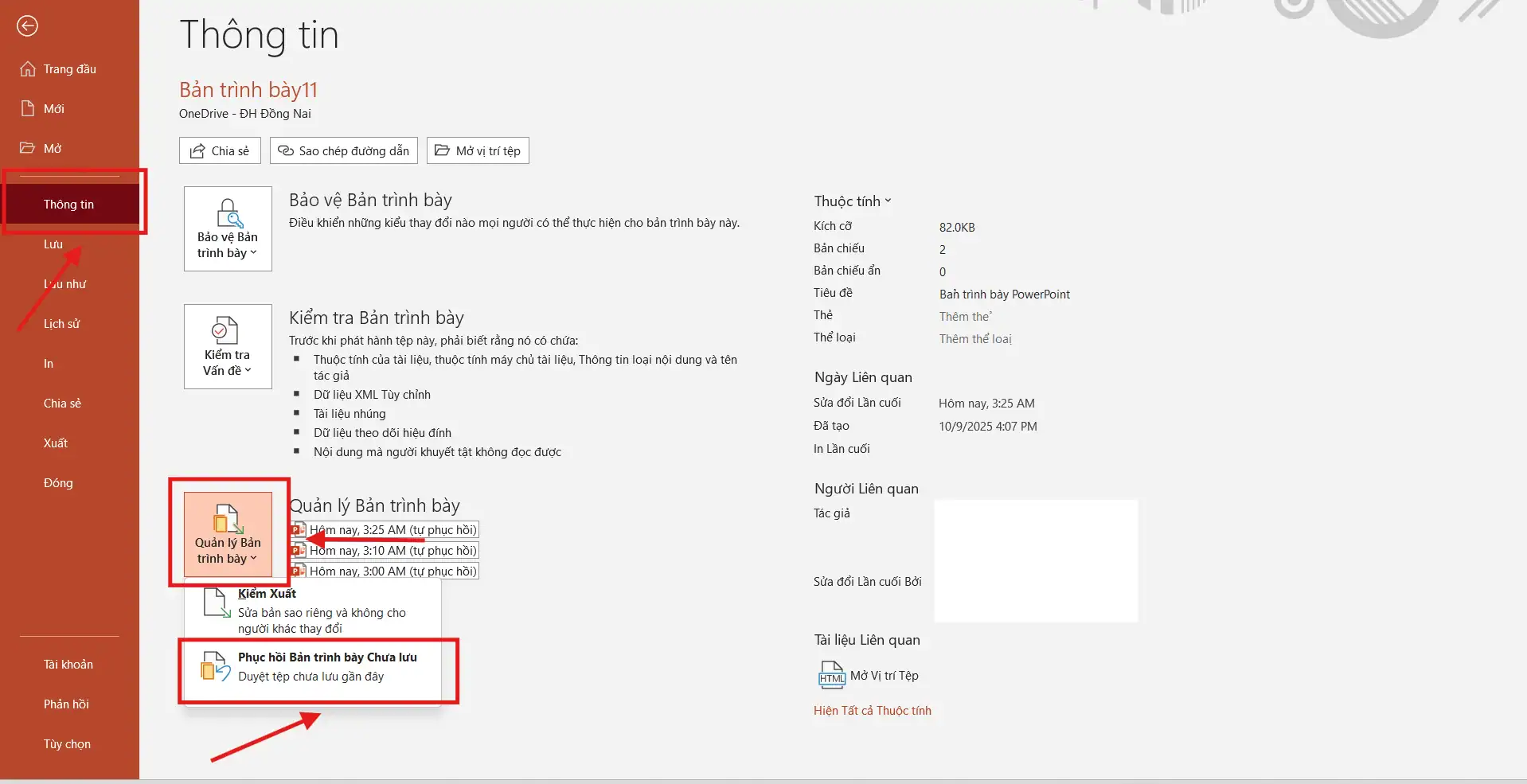 Khôi phục file từ bản sao lưu tự động