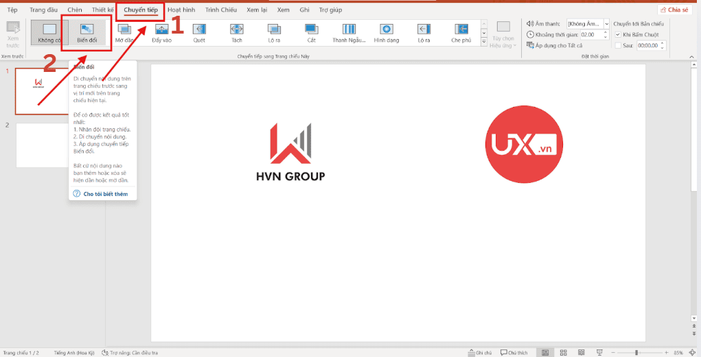 Kiểm tra xem Ppt có hỗ trợ Morph