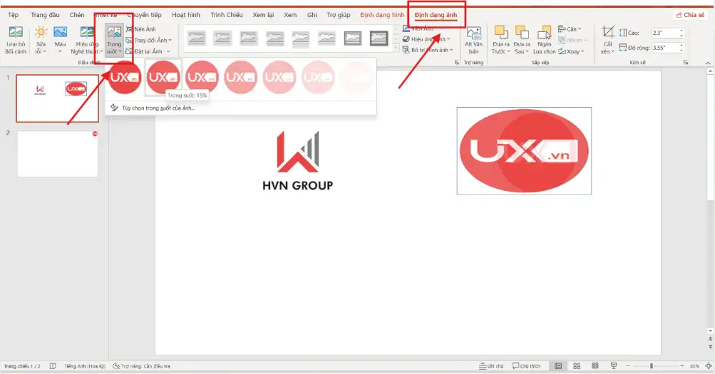 Làm mờ ảnh một phần trong Ppt