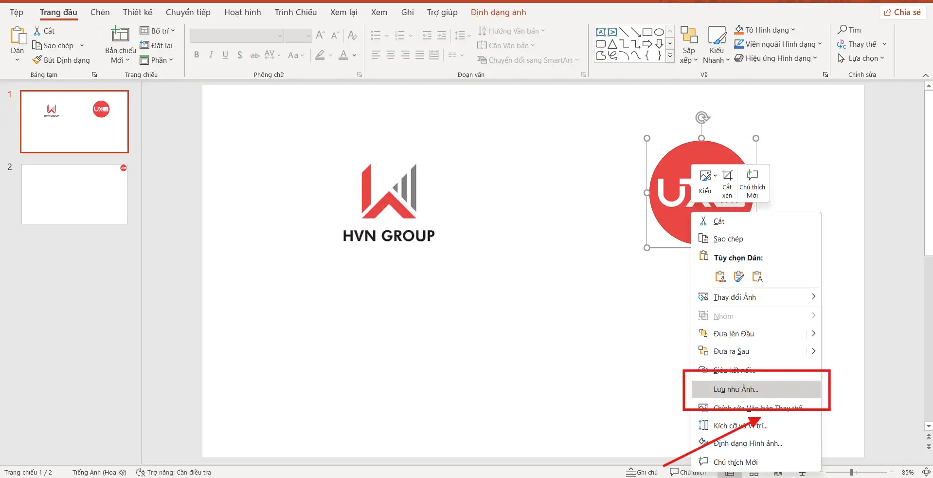 Lưu ảnh từ PowerPoint về máy tính bằng Save as Picture