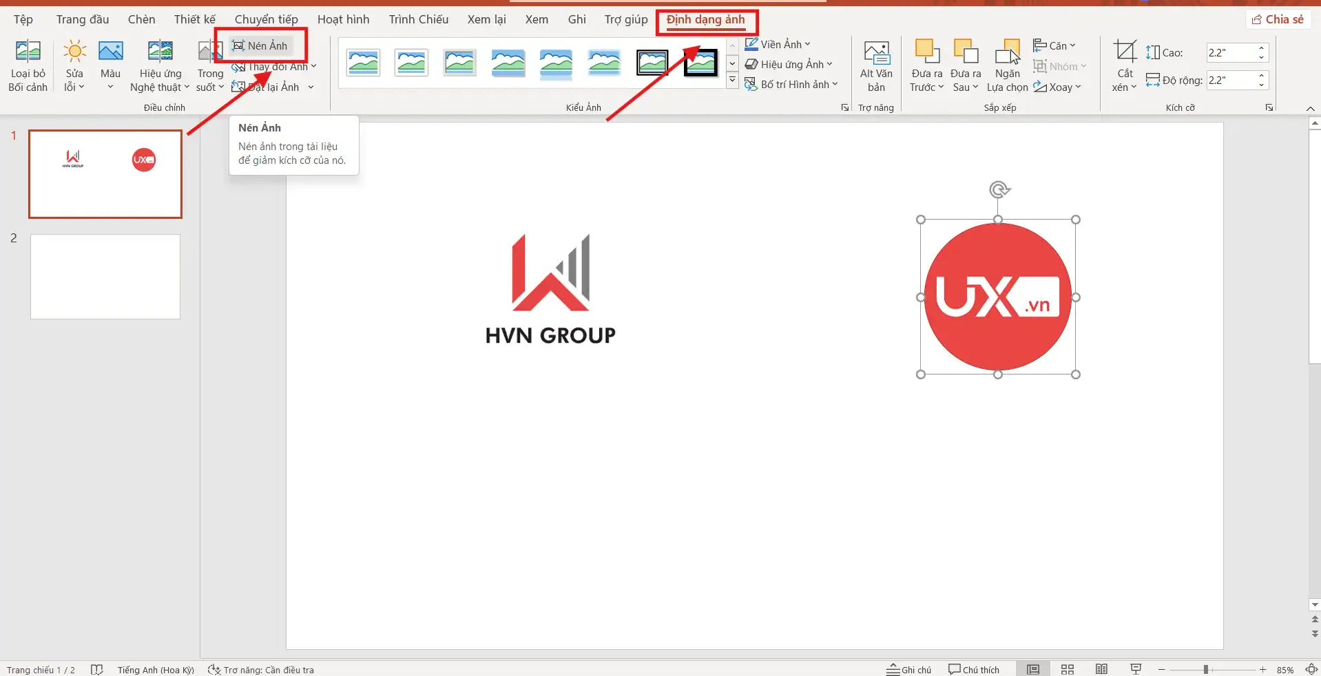 Nén hình ảnh trong PowerPoint