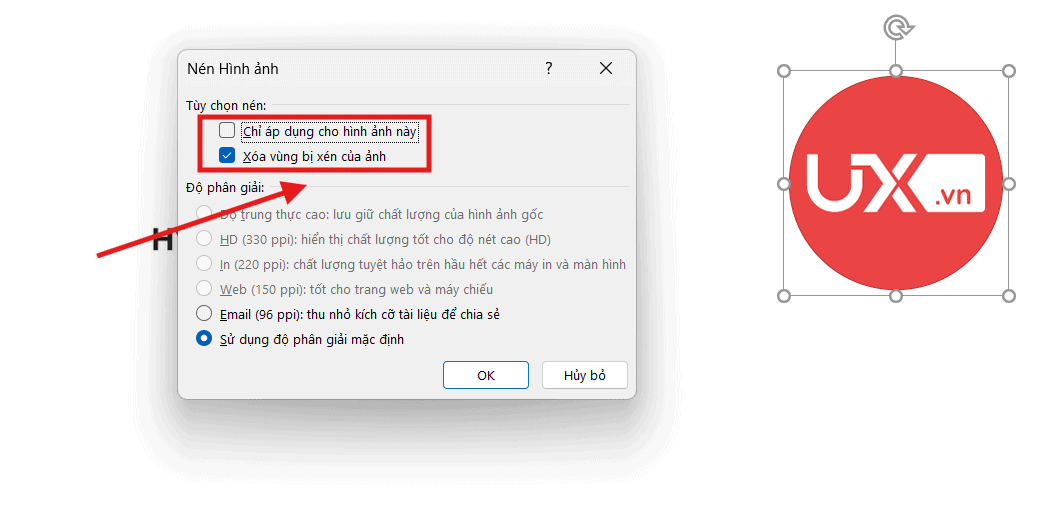 Nén hình bằng công cụ Compress Pictures