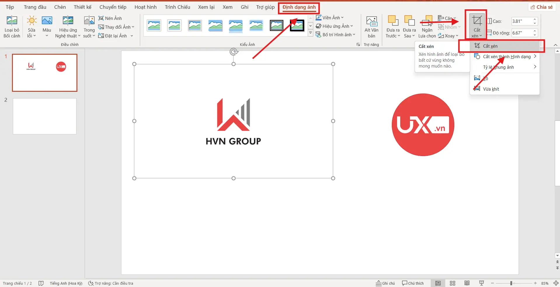 Nén hình trong PowerPoint bằng cách giảm kích thước ảnh thủ công