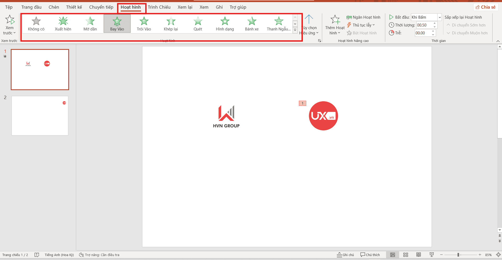 Tạo ảnh GIF trong PowerPoint bằng hiệu ứng Animation