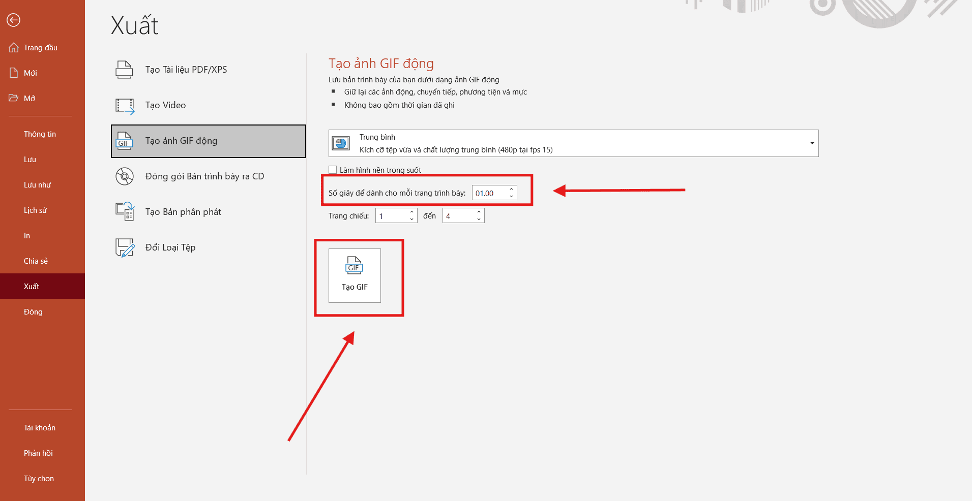 Tạo ảnh GIF trong Ppt bằng hiệu ứng Animation
