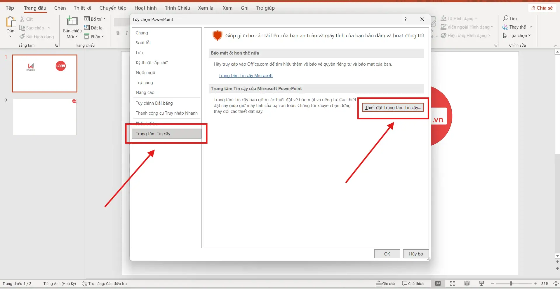 Tắt Protected view