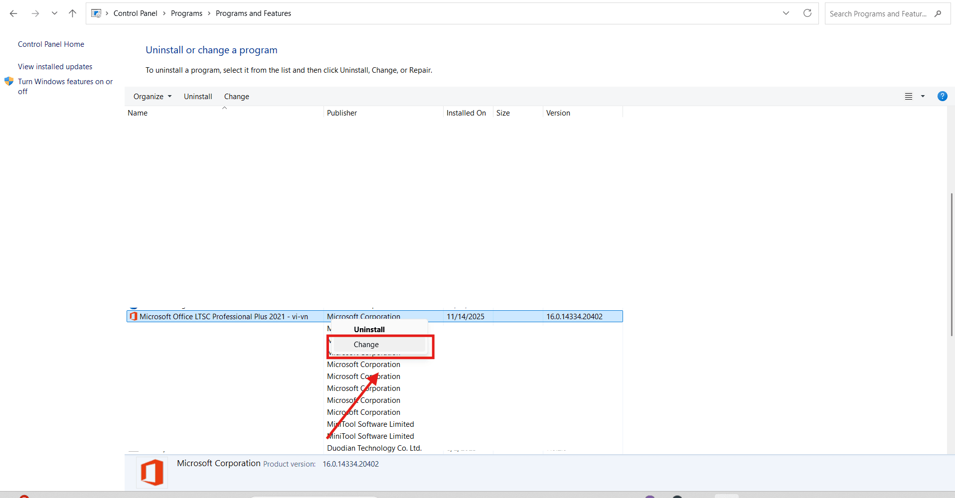 Thay đổi Key bản quyền
