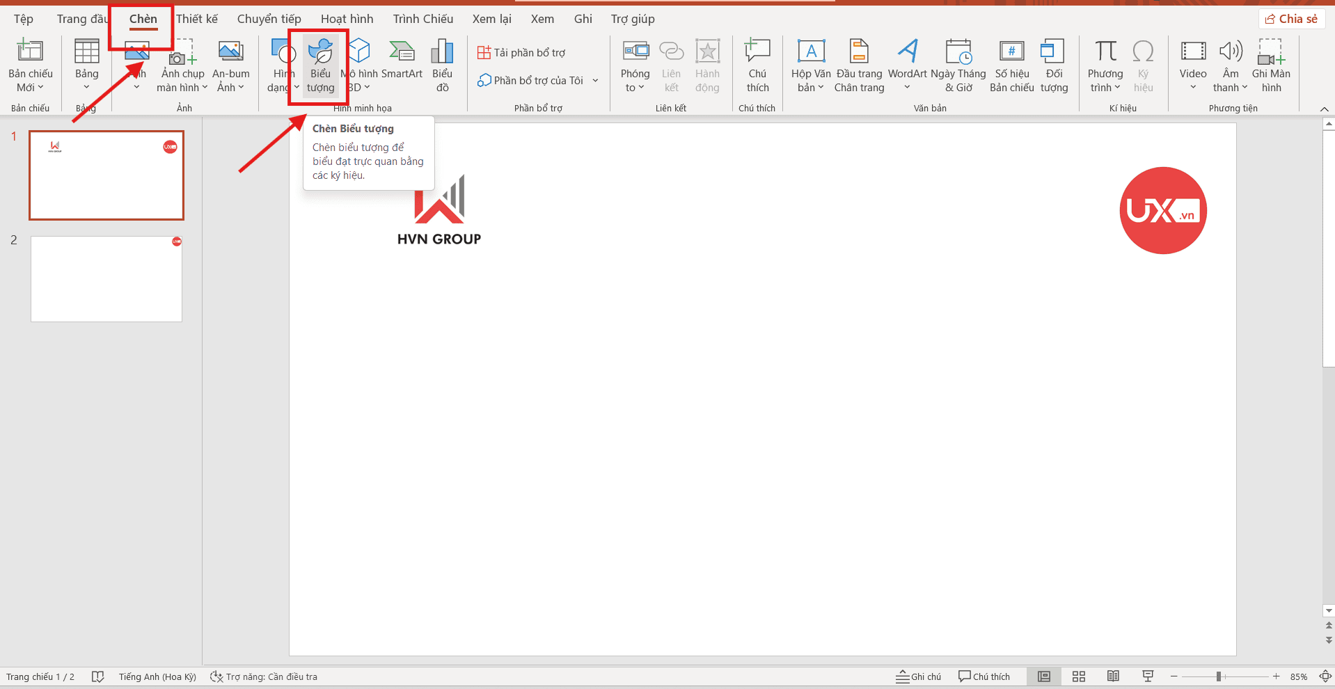 Thêm icon và yếu tố minh họa