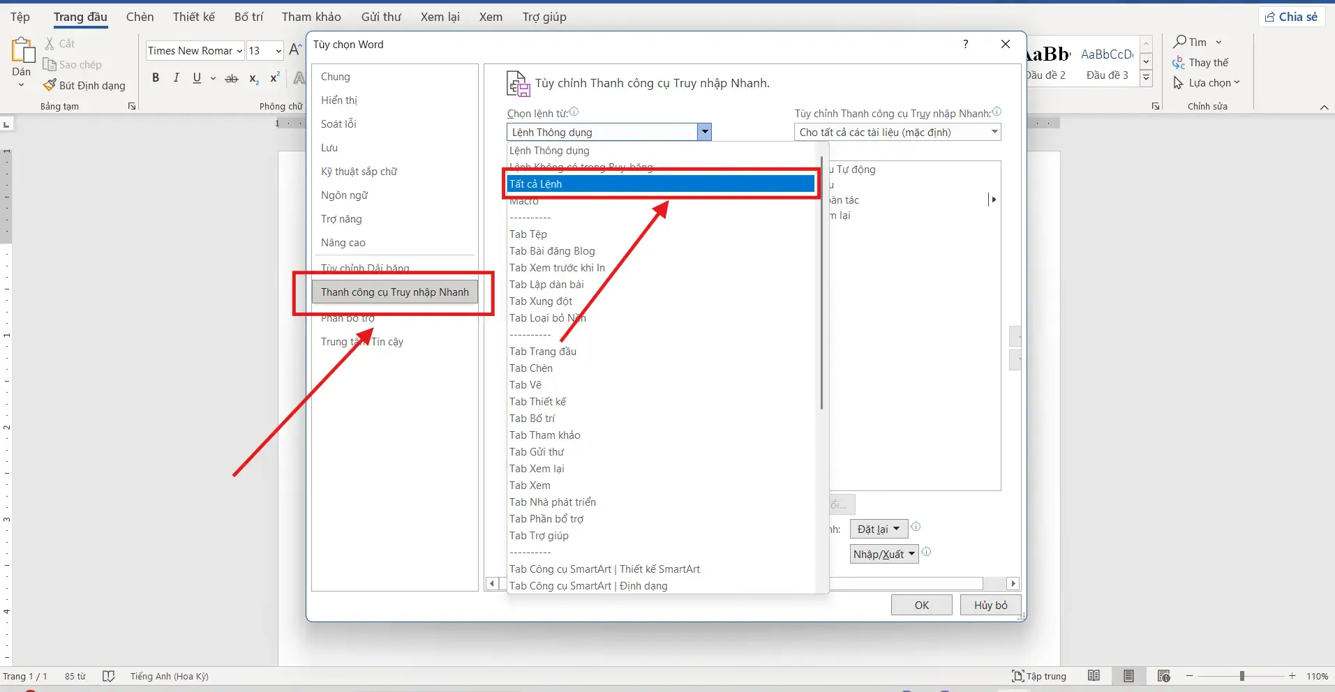 Thêm lệnh chuyển đổi