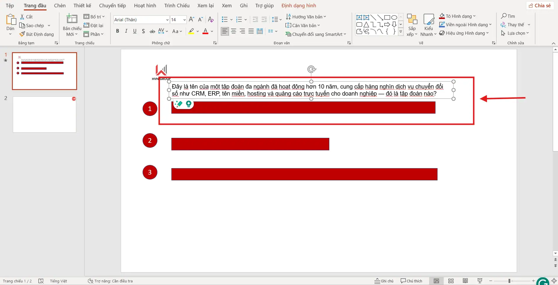 Thiết kế Slide câu hỏi