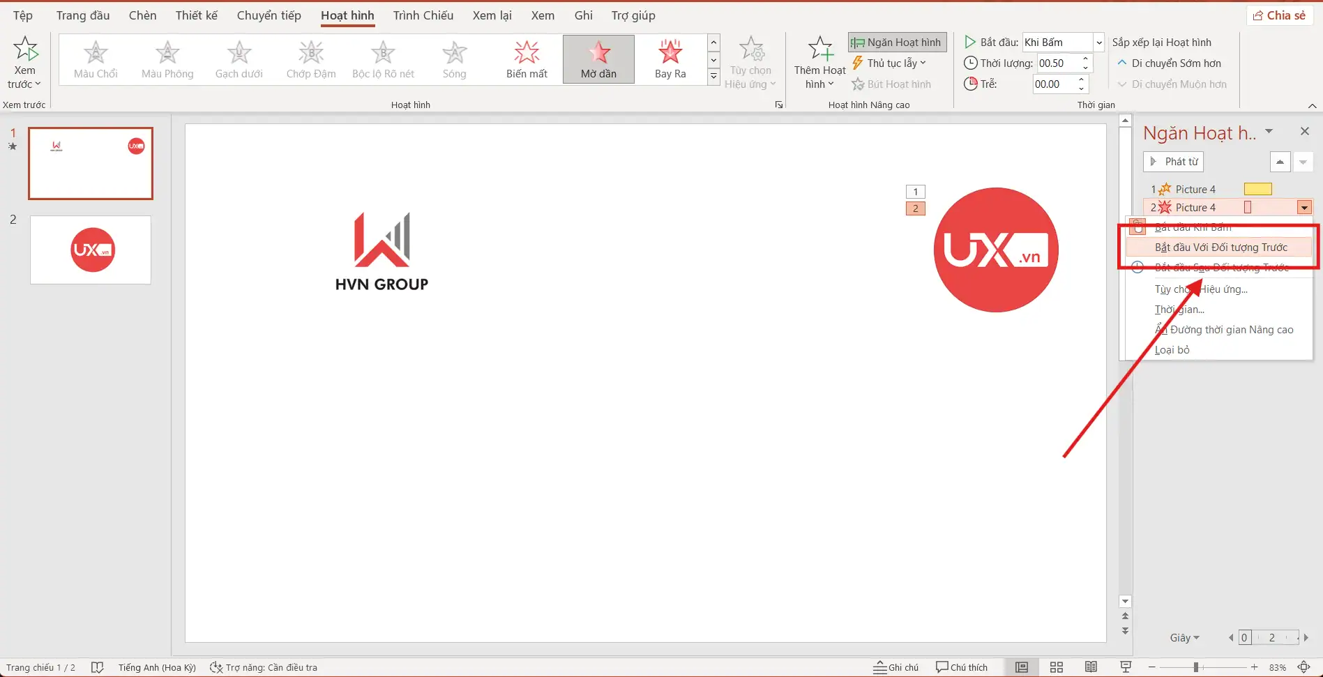 Cách phóng to ảnh trong PowerPoint đơn giản, nhanh chóng 17 Thu nhỏ kết hợp hiệu ứng biến mất