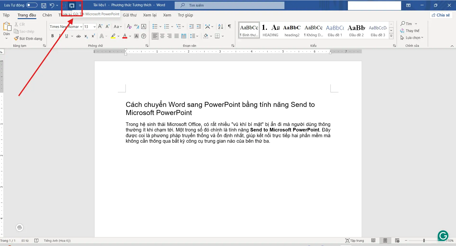Thực hiện chuyển file Word sang Ppt