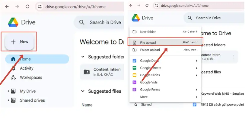 Upload file lên GgDrive