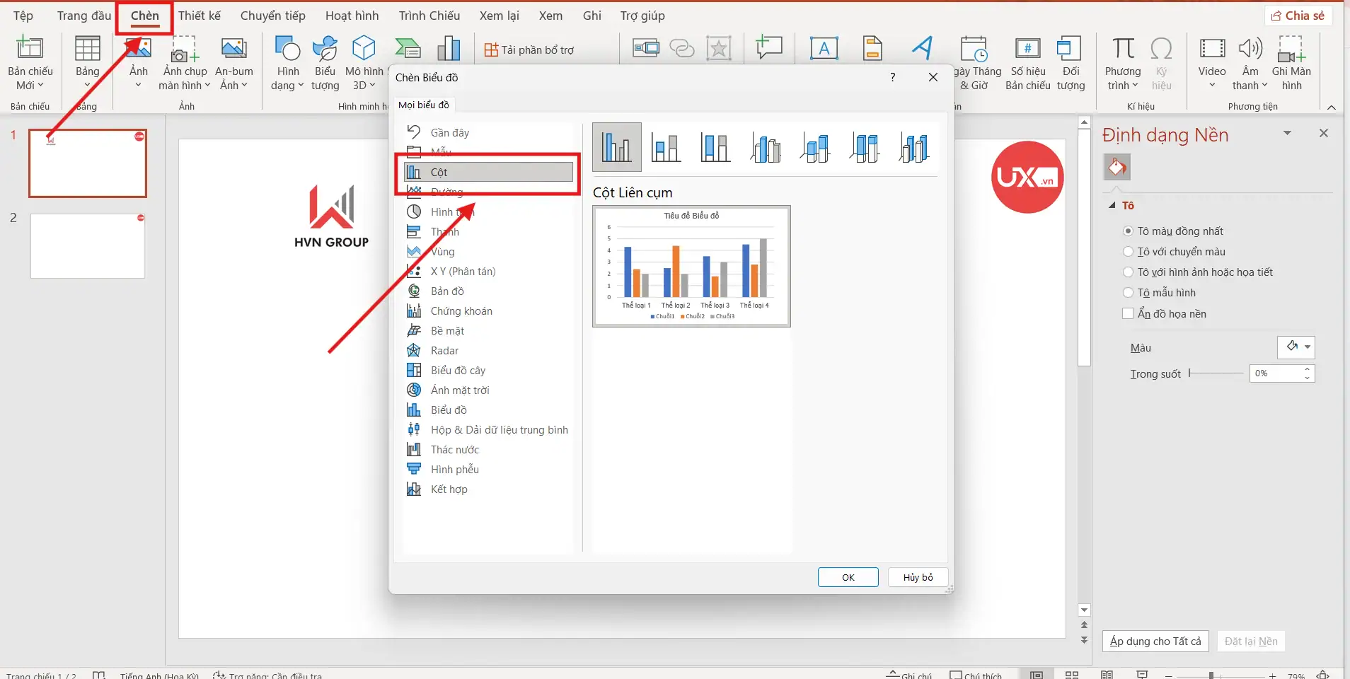 Vẽ biểu đồ cột