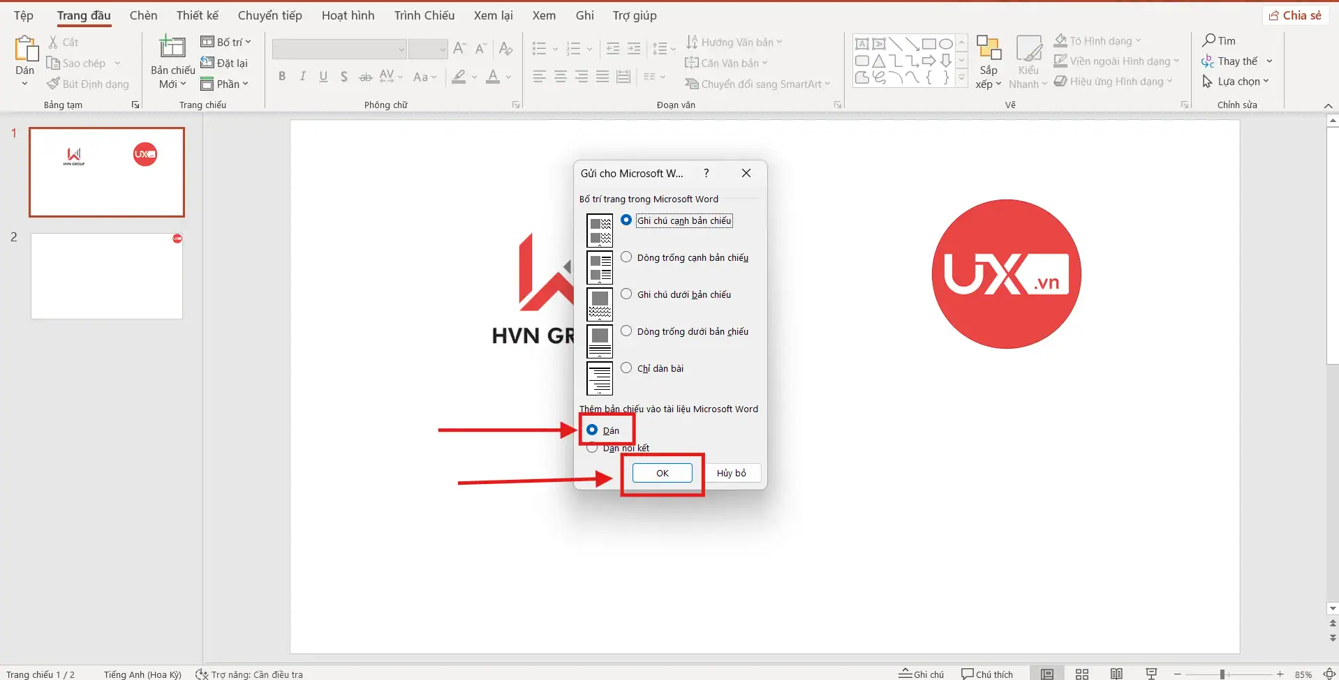 Cách chuyển Ppt sang Word 