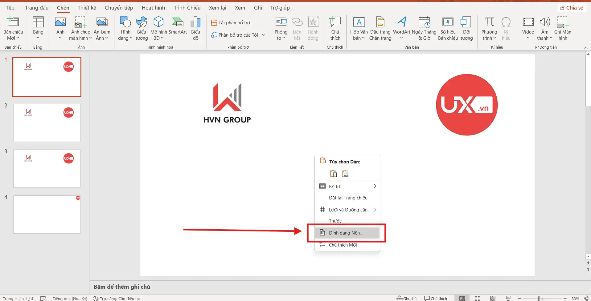 Cách chỉnh Gradient trong PowerPoint