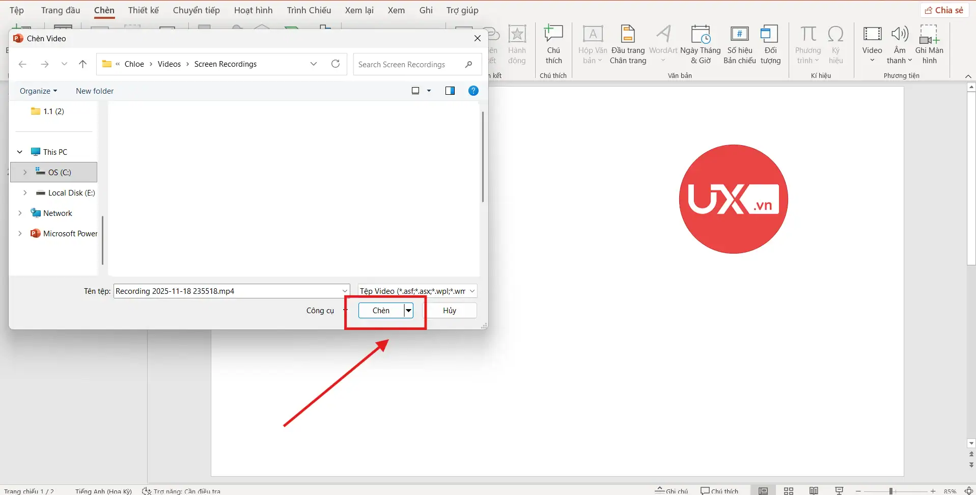 Chèn video lên PowerPoint