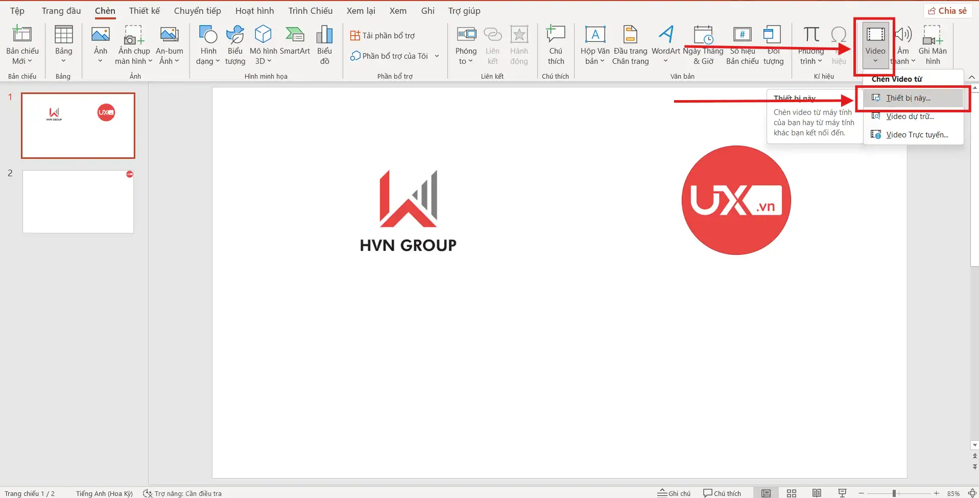 Chèn video lên Ppt