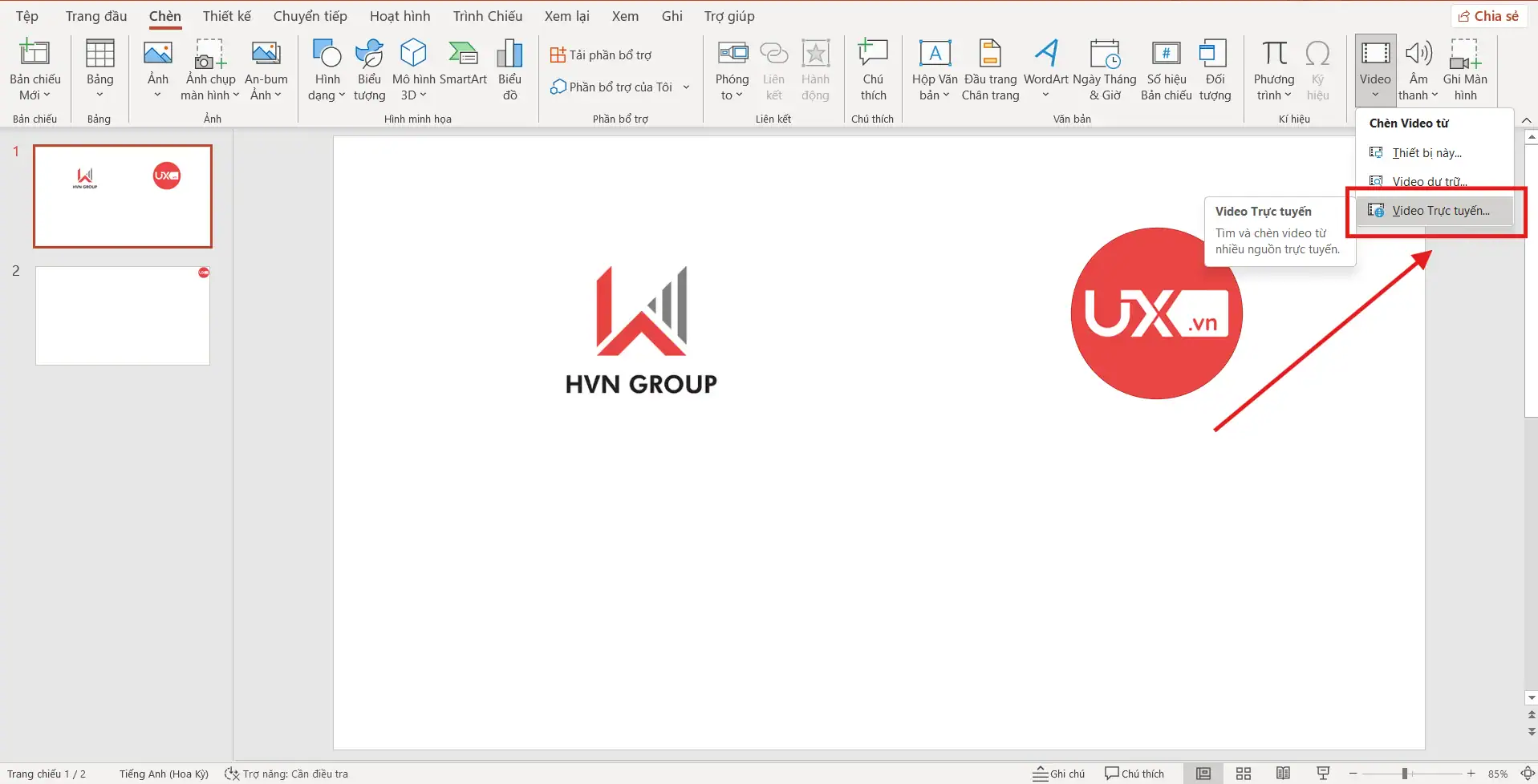 Chèn video trực tuyến
