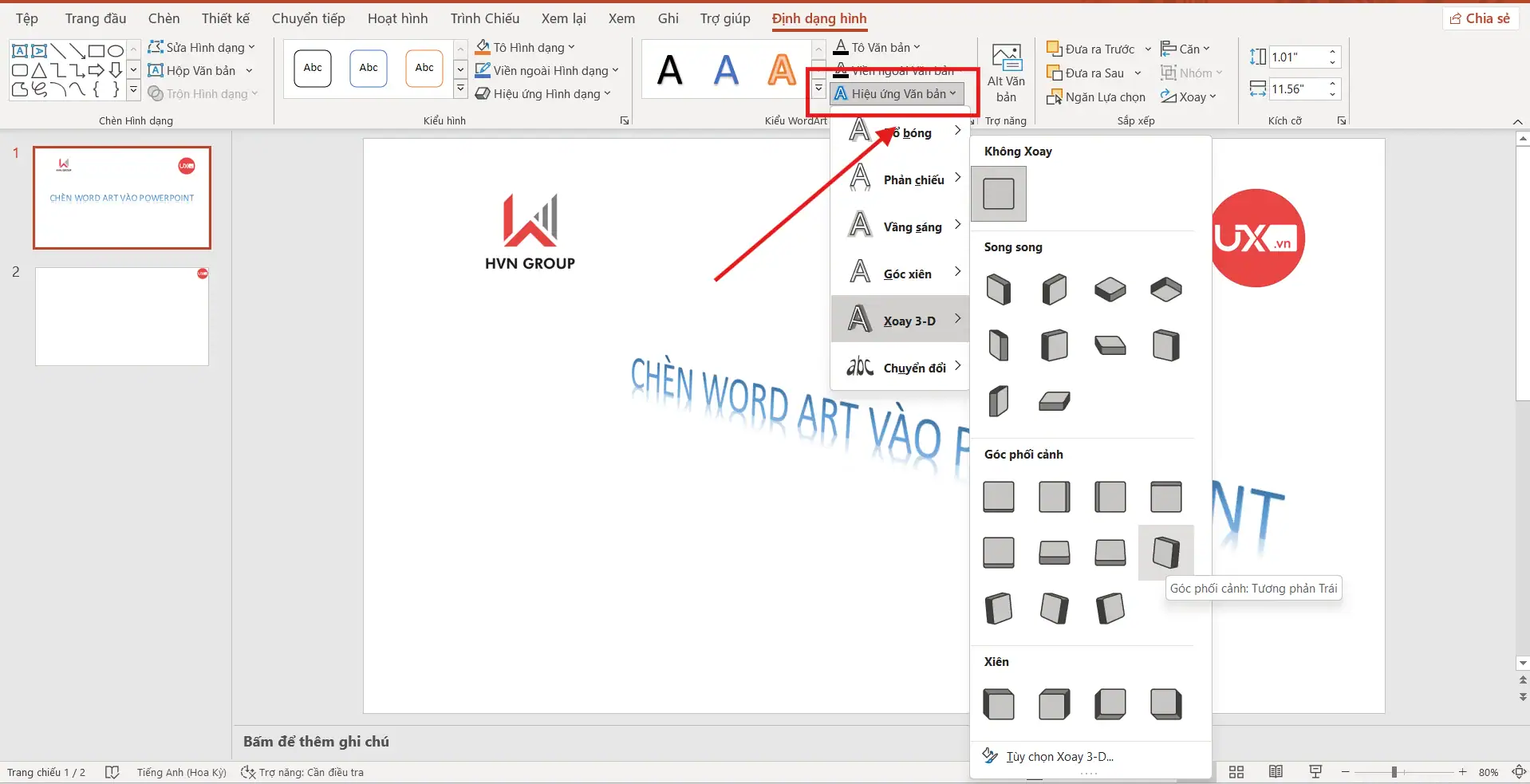 Hiệu ứng WordArt