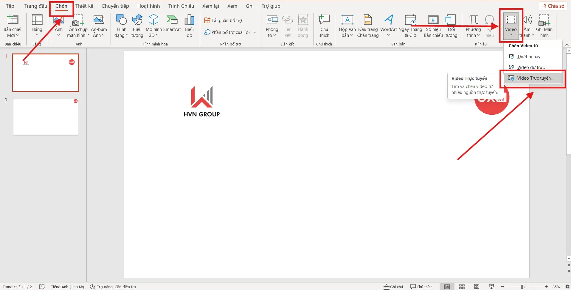 Liên kết video vào bài thuyết trình