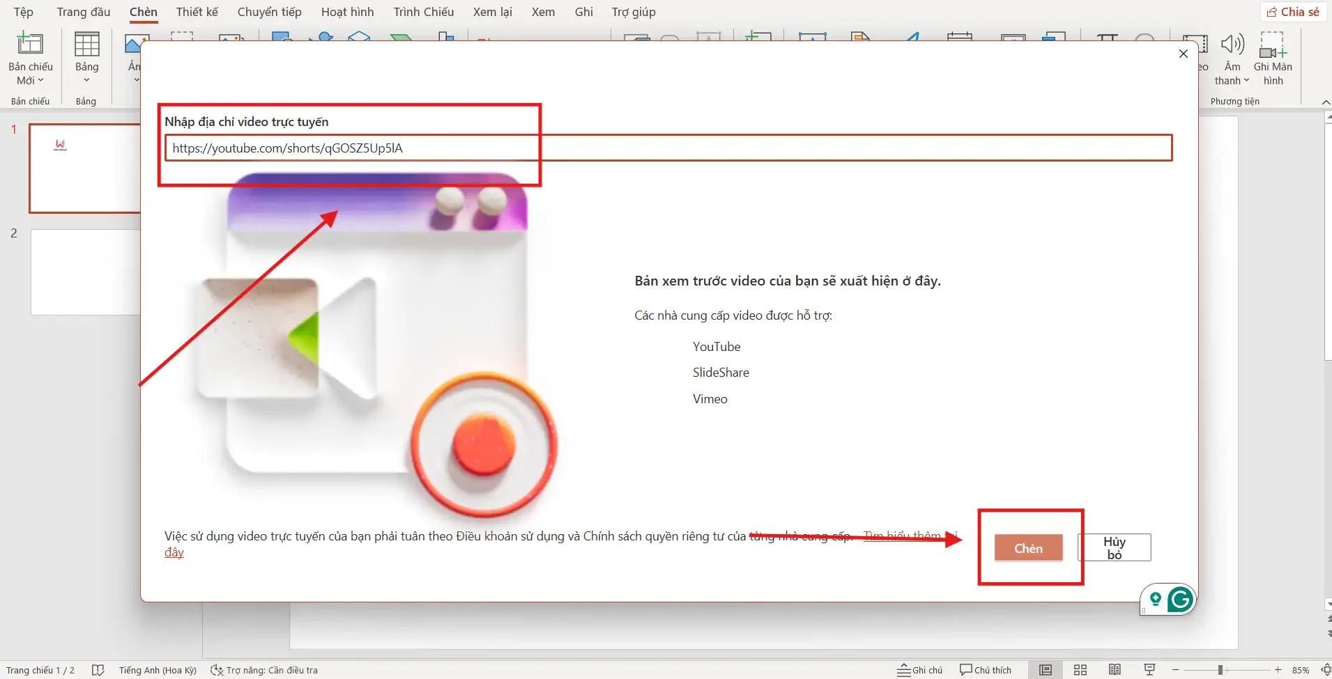 Liên kết video vào Ppt