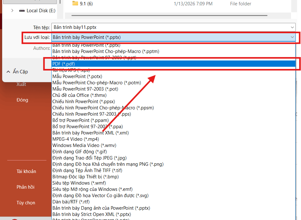Lưu file PowerPoint