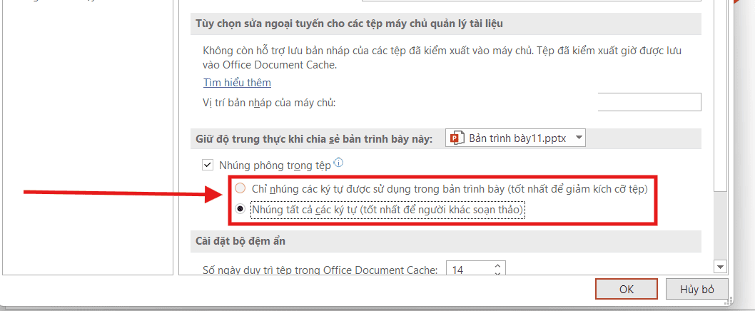 Phân biệt các chế độ nhúng phông chữ