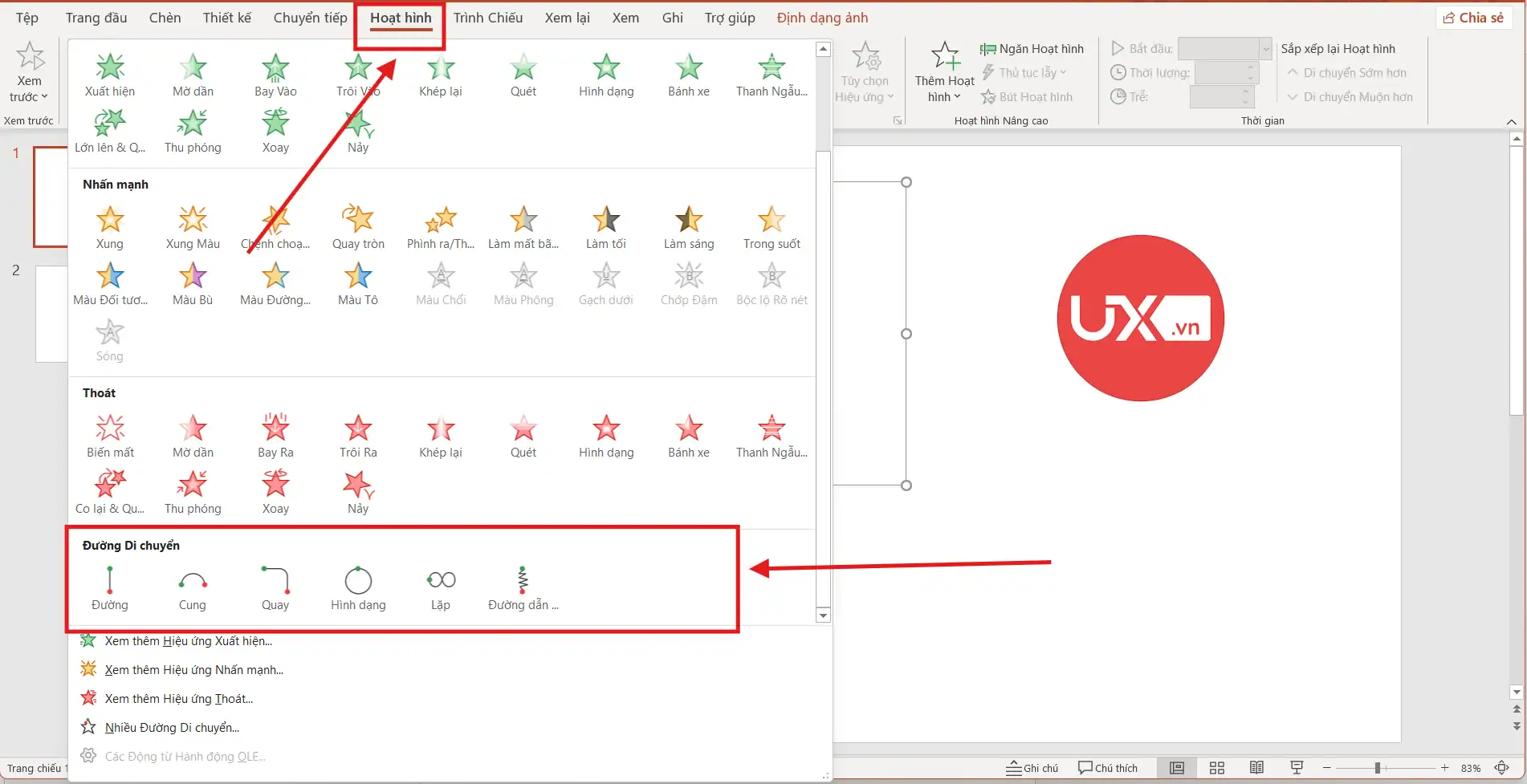 Sử dụng Motion paths