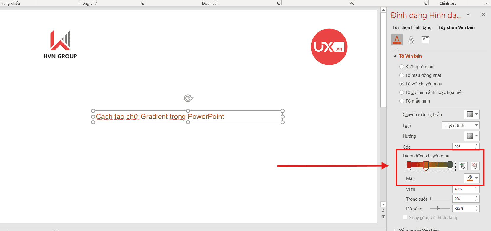 Tạo chữ Gradient trong Ppt