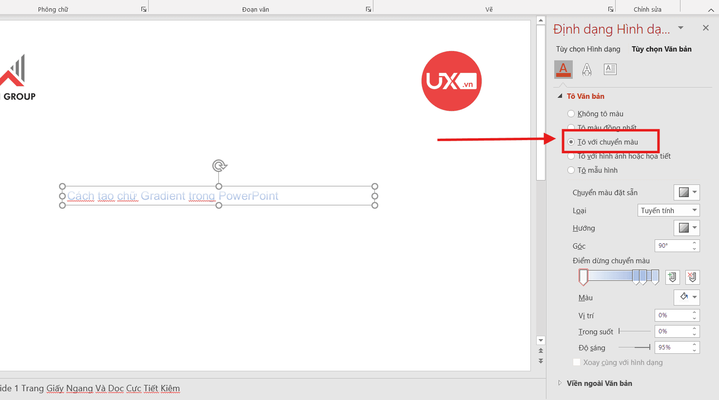 Tạo chữ Gradient