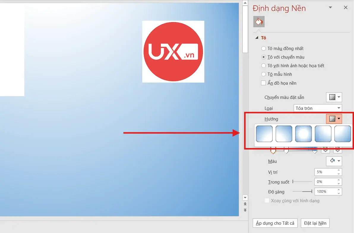 Tạo nền Gradient trong PowerPoint