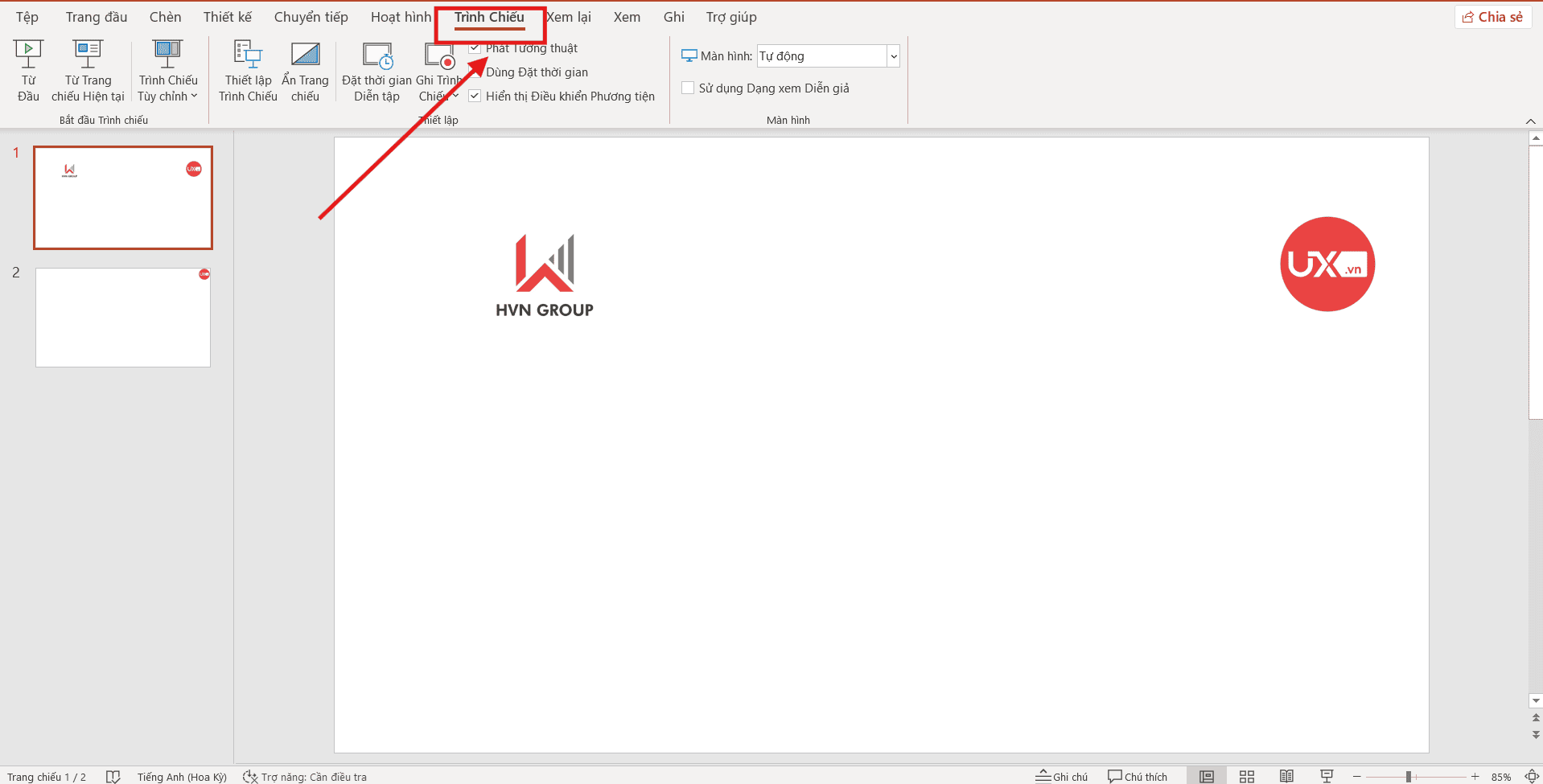 Thiết lập cấu hình chuyên sâu trong PowerPoint