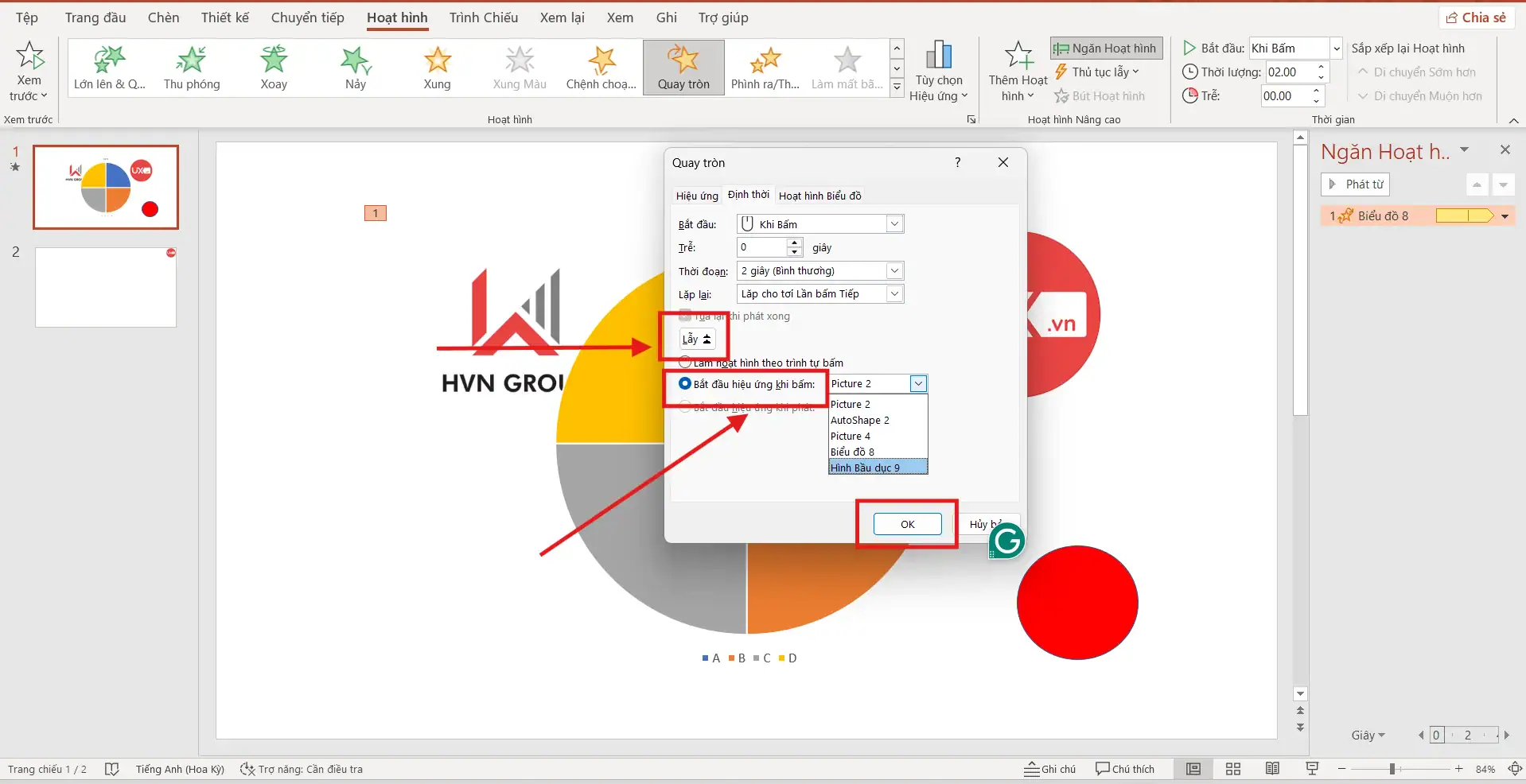 Thiết lập nút bấm