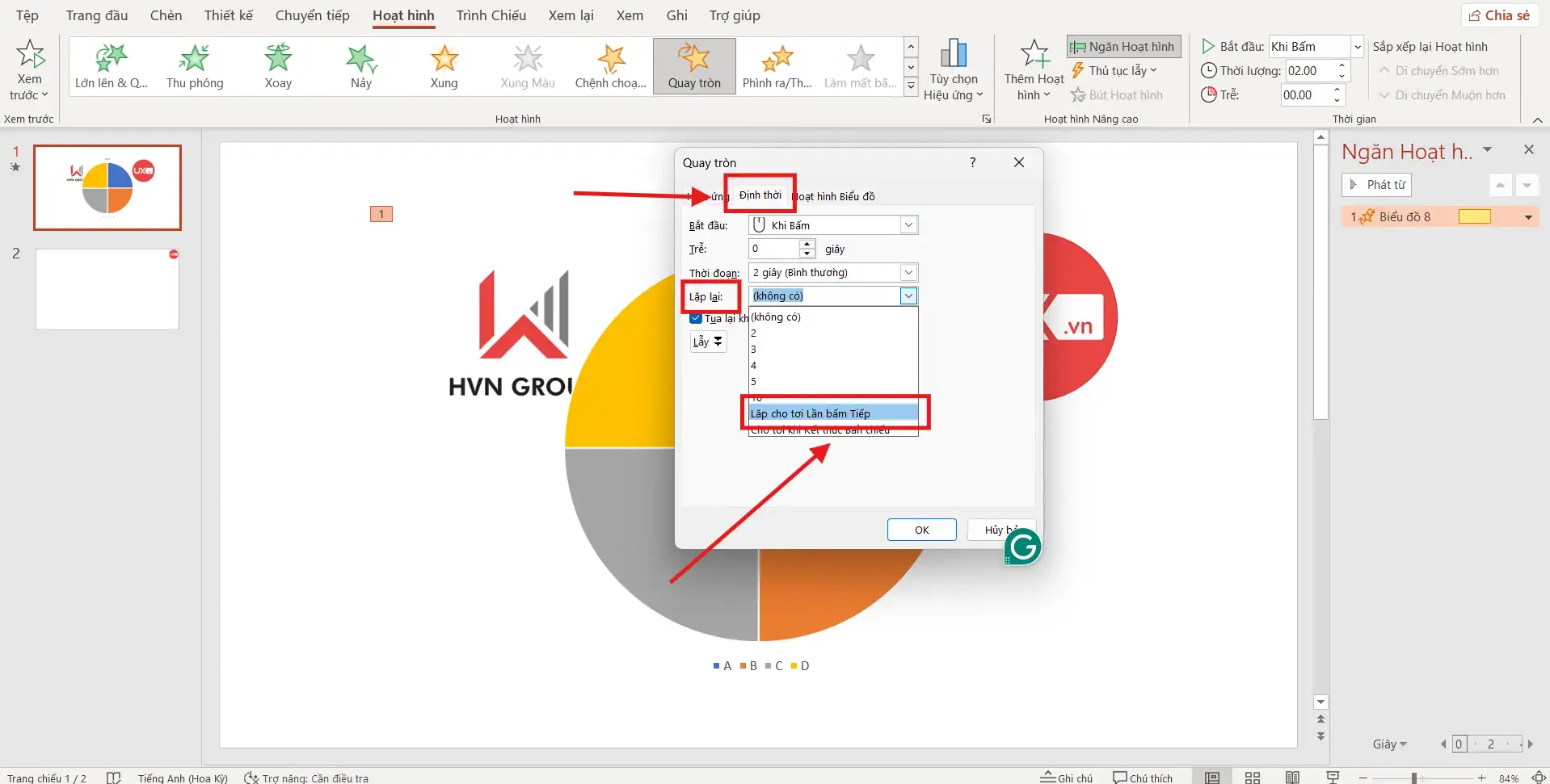 Thiết lập thời lượng