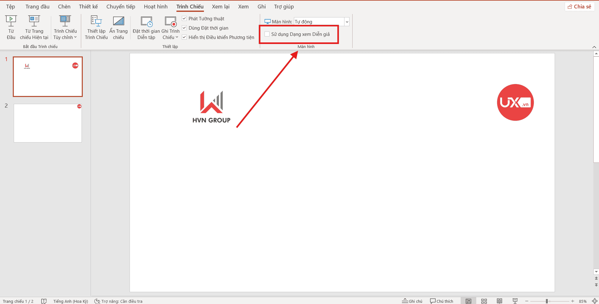 Trình chiếu PowerPoint hai màn hình