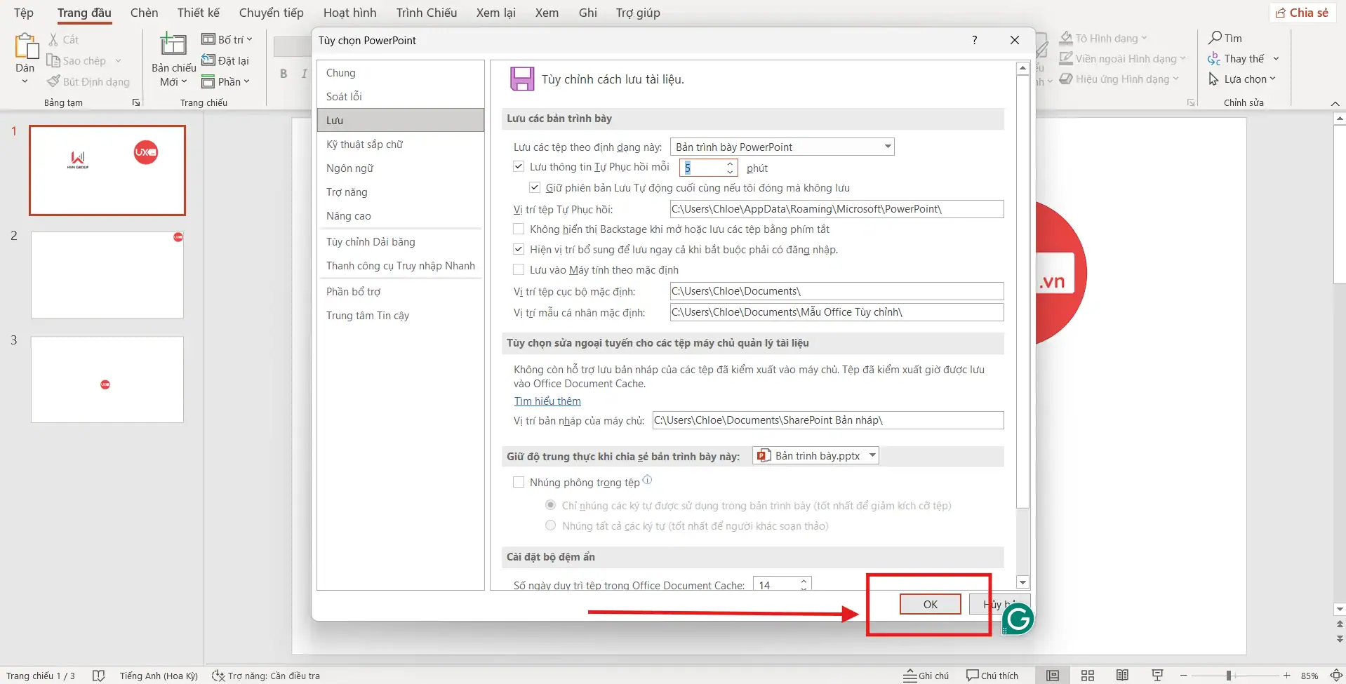 Tự động lưu File