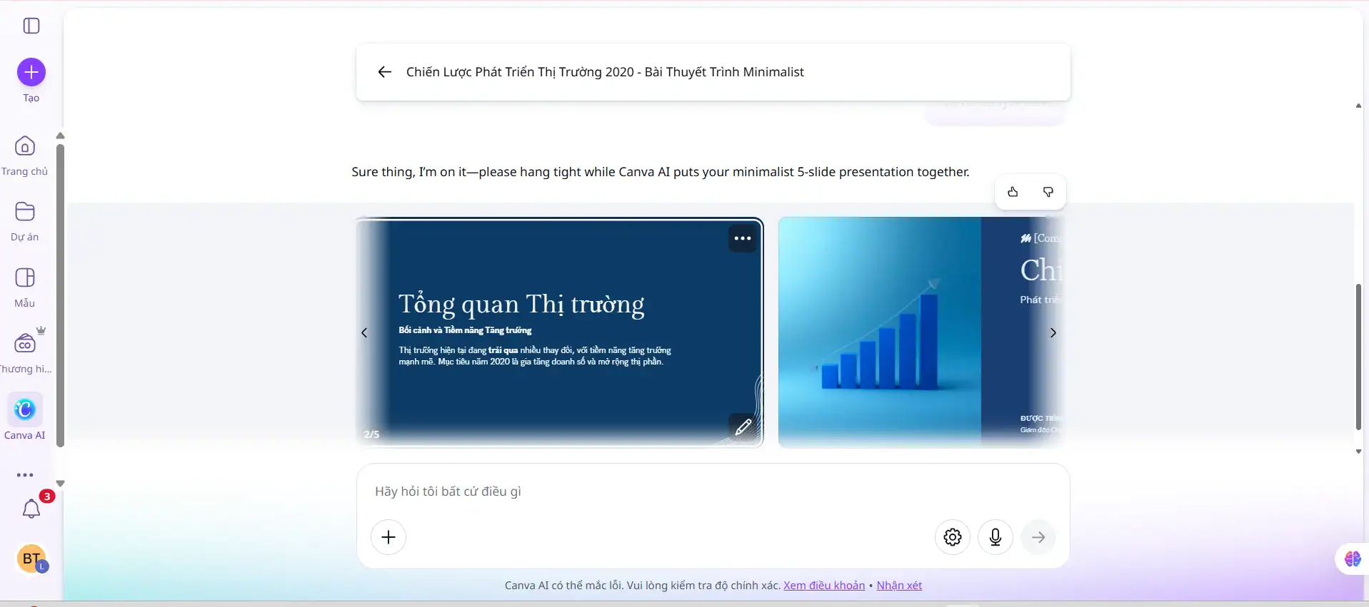 Các mẫu từ Canva AI