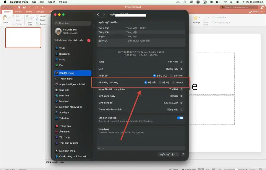 Cách thay đổi đơn vị đo