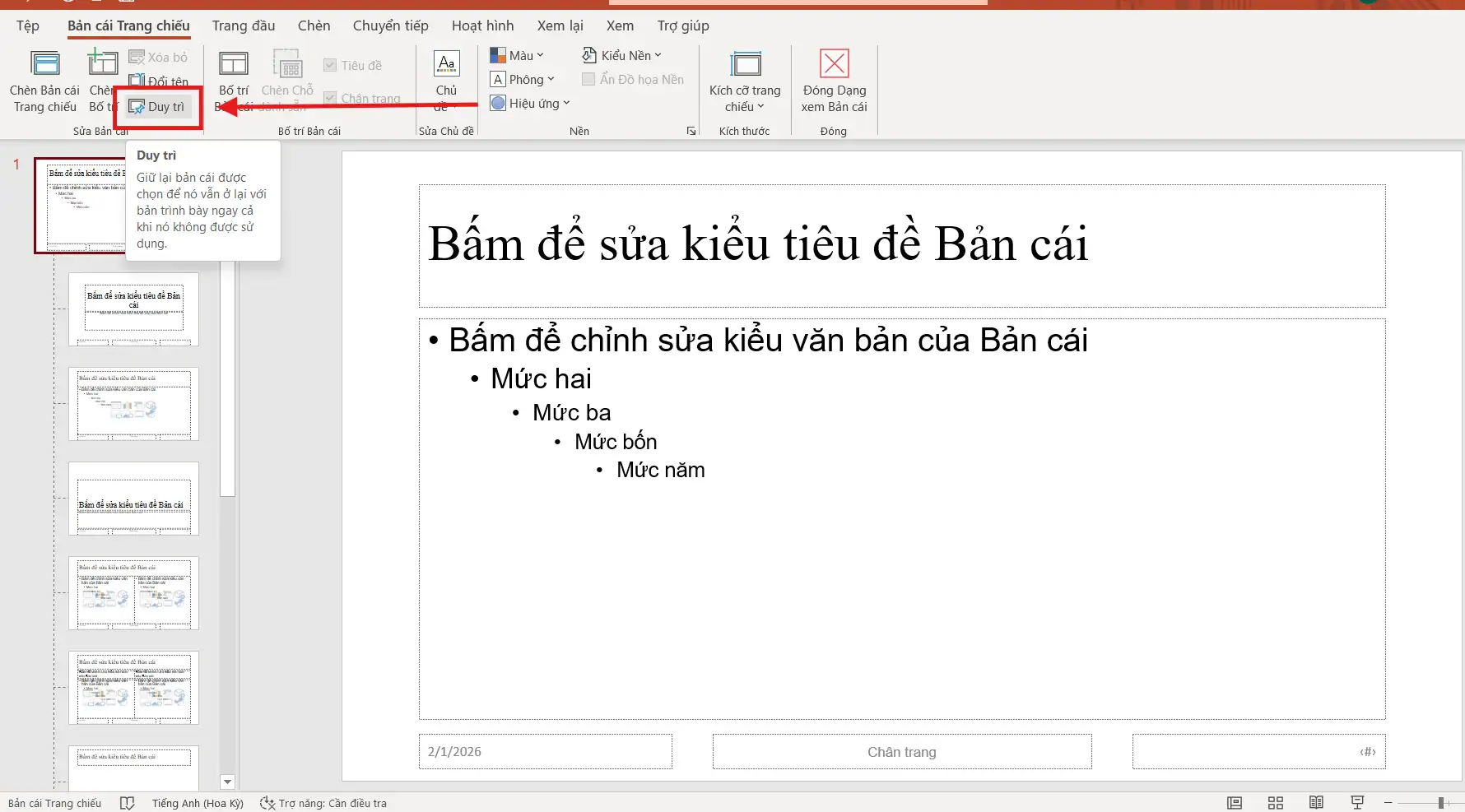 Chỉnh sửa Layout