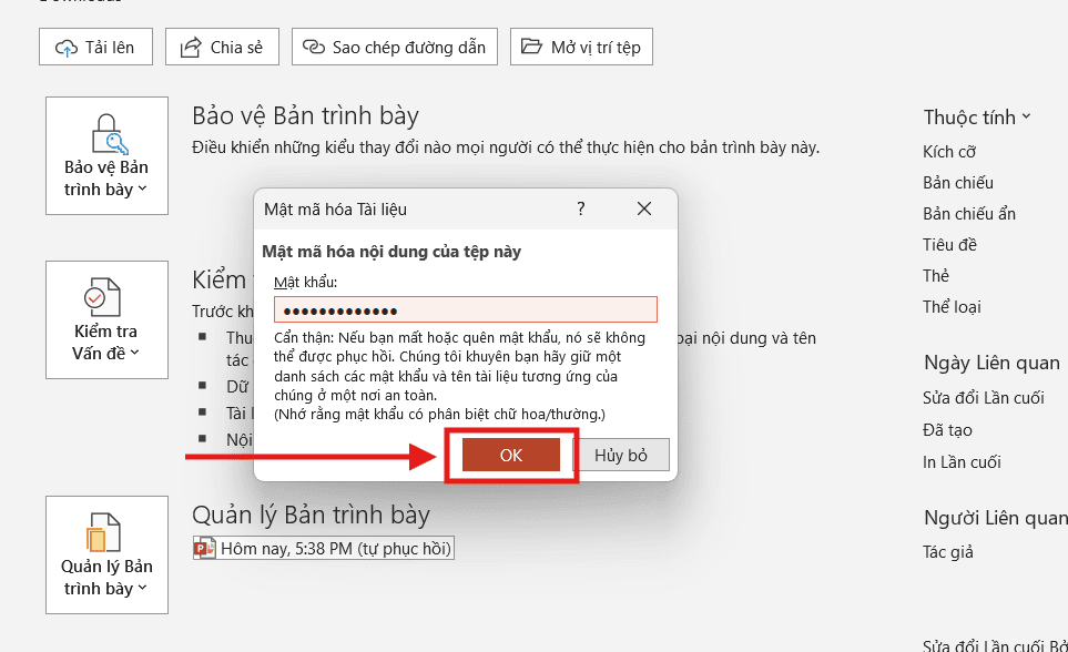 Đặt mật khẩu trong Ppt