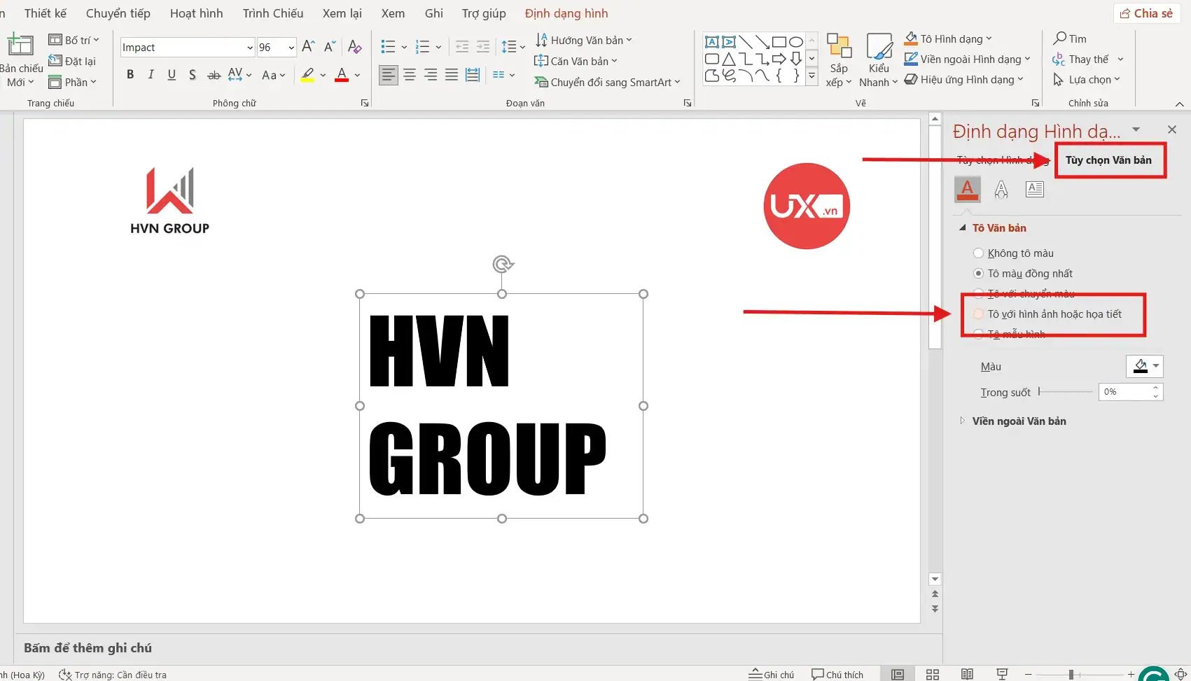 Ghép ảnh vào chữ trong Ppt