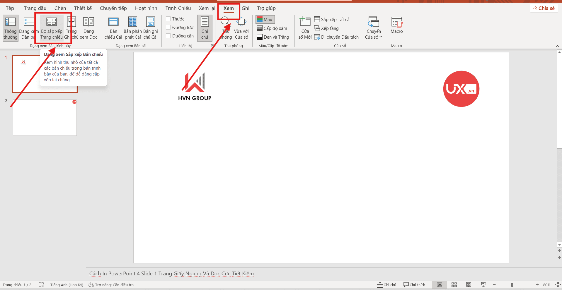 Sắp xếp thứ tự trình chiếu trong PowerPoint