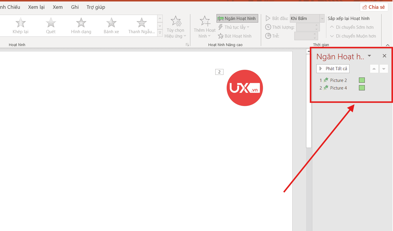 Thay đổi thứ tự hiệu ứng trong Ppt